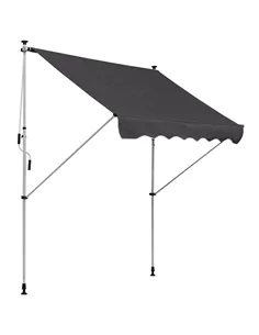 Outsunny Balcony 2 x 1.5m Manual Adjustable Awning DIY Patio Clamp Awning Canopy Retractable Shade Shelter Easy to Move for Balc