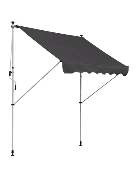 Outsunny Balcony 2 x 1.5m Manual Adjustable Awning DIY Patio Clamp Awning Canopy Retractable Shade Shelter Easy to Move for Balc
