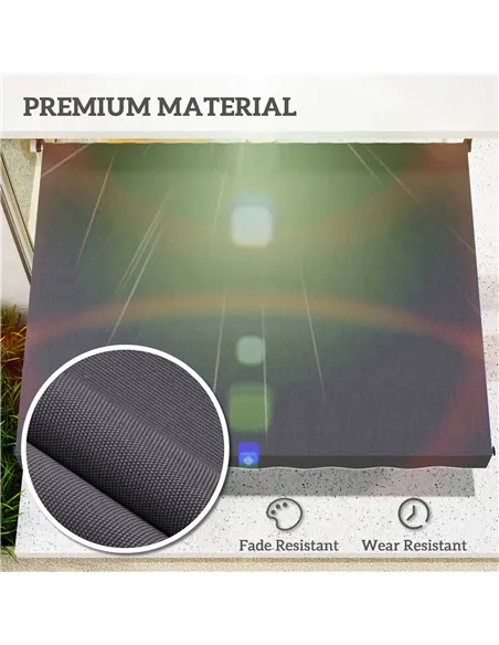 Outsunny Balcony 2 x 1.5m Manual Adjustable Awning DIY Patio Clamp Awning Canopy Retractable Shade Shelter Easy to Move for Balc