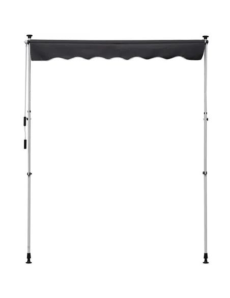 Outsunny Balcony 2 x 1.5m Manual Adjustable Awning DIY Patio Clamp Awning Canopy Retractable Shade Shelter Easy to Move for Balc