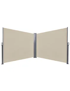 Outsunny 6 x 1.6 M Double Canopy Pull-Out Side Awning Sun Rain Outdoor Protection w/ Steel Frame Retractable Garden Privacy Home