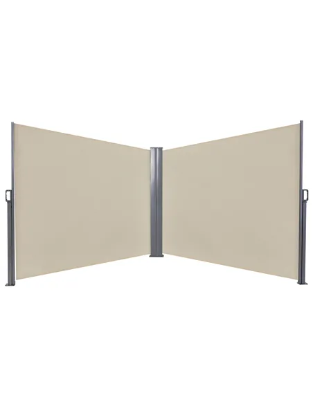Outsunny 6 x 1.6 M Double Canopy Pull-Out Side Awning Sun Rain Outdoor Protection w/ Steel Frame Retractable Garden Privacy Home