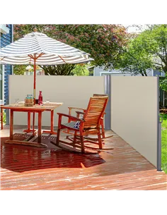 Outsunny 6 x 1.6 M Double Canopy Pull-Out Side Awning Sun Rain Outdoor Protection w/ Steel Frame Retractable Garden Privacy Home 2