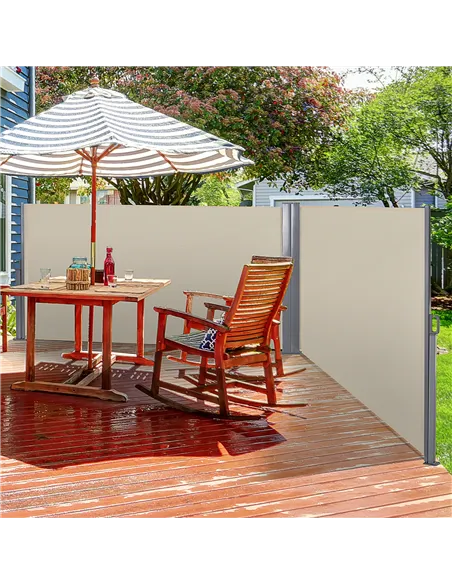 Outsunny 6 x 1.6 M Double Canopy Pull-Out Side Awning Sun Rain Outdoor Protection w/ Steel Frame Retractable Garden Privacy Home