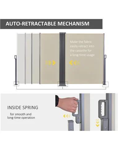 Outsunny 6 x 1.6 M Double Canopy Pull-Out Side Awning Sun Rain Outdoor Protection w/ Steel Frame Retractable Garden Privacy Home
