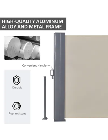 Outsunny 6 x 1.6 M Double Canopy Pull-Out Side Awning Sun Rain Outdoor Protection w/ Steel Frame Retractable Garden Privacy Home