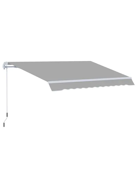 Outsunny Awning Canopy Manual Retractable Porch Sun Shade Shelter 3 x 2m Light Grey