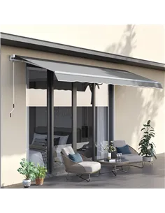 Outsunny Garden Patio Manual Awning Canopy Sun Shade Shelter Retractable 4 Size 5 Colour 2