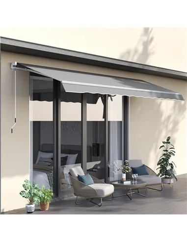 Outsunny Garden Patio Manual Awning Canopy Sun Shade Shelter Retractable 4 Size 5 Colour