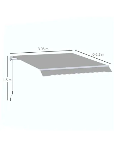 Outsunny Garden Patio Manual Awning Canopy Sun Shade Shelter Retractable 4 Size 5 Colour