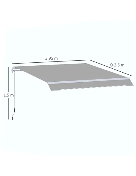 Outsunny Garden Patio Manual Awning Canopy Sun Shade Shelter Retractable 4 Size 5 Colour