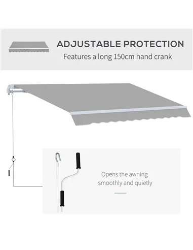 Outsunny Garden Patio Manual Awning Canopy Sun Shade Shelter Retractable 4 Size 5 Colour