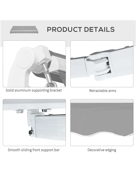 Outsunny Garden Patio Manual Awning Canopy Sun Shade Shelter Retractable 4 Size 5 Colour