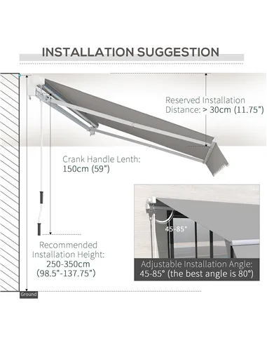 Outsunny Garden Patio Manual Awning Canopy Sun Shade Shelter Retractable 4 Size 5 Colour