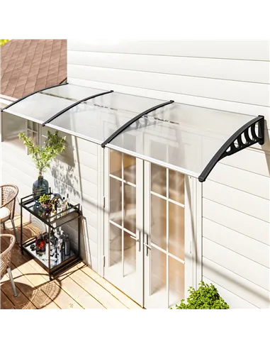 Outsunny Front Door Canopy, Outdoor Awning, 303 x 96cm Rain Shelter for Window, Porch and Front/Back Door, Clear