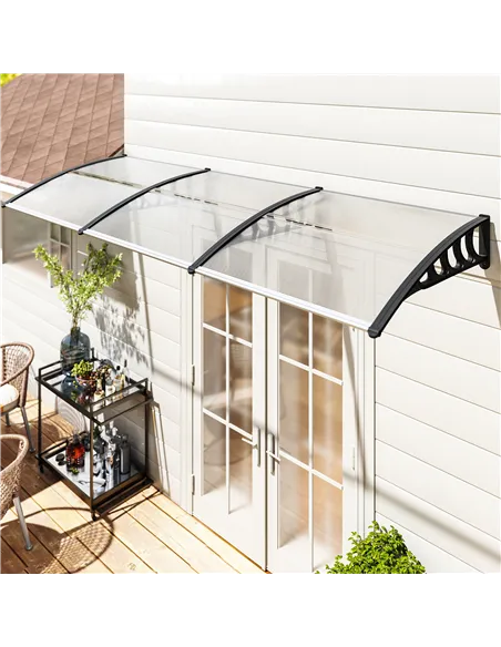 Outsunny Front Door Canopy, Outdoor Awning, 303 x 96cm Rain Shelter for Window, Porch and Front/Back Door, Clear
