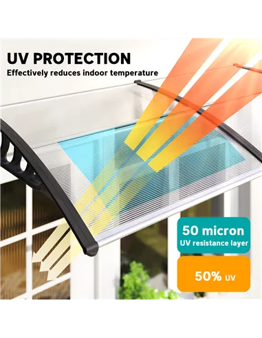 Outsunny Front Door Canopy, Outdoor Awning, 303 x 96cm Rain Shelter for Window, Porch and Front/Back Door, Clear