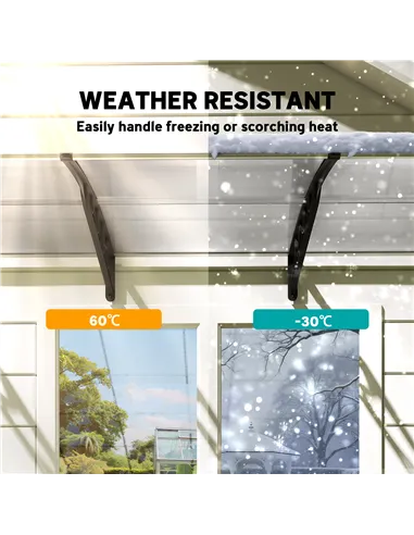 Outsunny Front Door Canopy, Outdoor Awning, 303 x 96cm Rain Shelter for Window, Porch and Front/Back Door, Clear