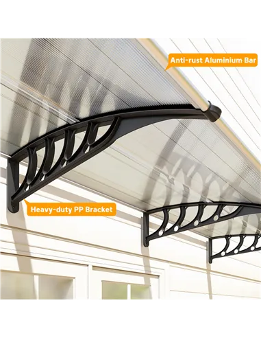 Outsunny Front Door Canopy, Outdoor Awning, 303 x 96cm Rain Shelter for Window, Porch and Front/Back Door, Clear