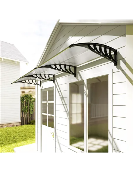 Outsunny Front Door Canopy, Outdoor Awning, 303 x 96cm Rain Shelter for Window, Porch and Front/Back Door, Clear