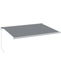 Outsunny 4x3m Full Cassette Electric/Manual Retractable Awning with LED Light and Remote Controller, Sun Canopies for Patio Door