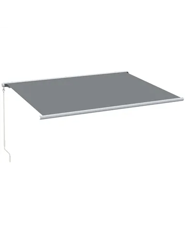 Outsunny 4x3m Full Cassette Electric/Manual Retractable Awning with LED Light and Remote Controller, Sun Canopies for Patio Door