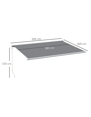 Outsunny 4x3m Full Cassette Electric/Manual Retractable Awning with LED Light and Remote Controller, Sun Canopies for Patio Door