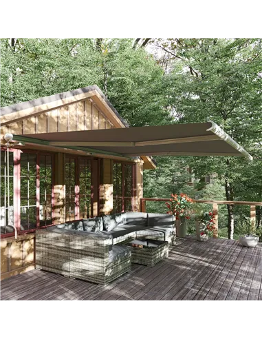 Outsunny 4x3m Full Cassette Electric/Manual Retractable Awning with Remote Controller, Sun Canopies for Patio Door Window with R