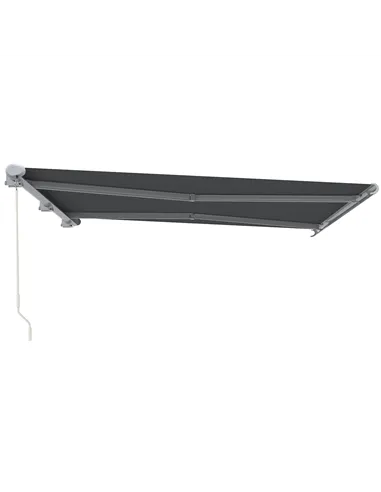 Outsunny 4x3m Full Cassette Electric/Manual Retractable Awning with Remote Controller, Sun Canopies for Patio Door Window with R