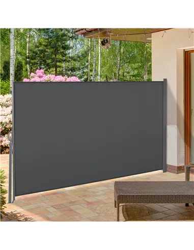 Outsunny Retractable Sun Side Awning Screen Fence Patio Garden Wall Balcony Screening Panel Outdoor Blind Privacy Divider (3x1.6