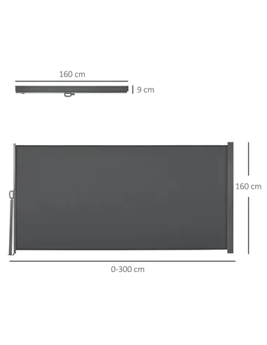 Outsunny Retractable Sun Side Awning Screen Fence Patio Garden Wall Balcony Screening Panel Outdoor Blind Privacy Divider (3x1.6