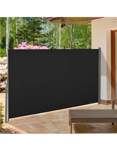 Outsunny Retractable Sun Side Awning Screen Fence Patio Garden Wall Balcony Screening Panel Outdoor Blind Privacy Divider (3x1.6