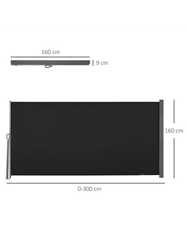 Outsunny Retractable Sun Side Awning Screen Fence Patio Garden Wall Balcony Screening Panel Outdoor Blind Privacy Divider (3x1.6