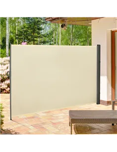 Outsunny Retractable Sun Side Awning Screen Fence Patio Garden Wall Balcony Screening Panel Outdoor Blind Privacy Divider (3x2M, 2