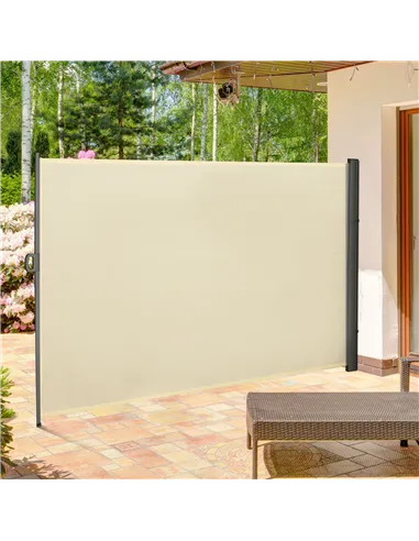 Outsunny Retractable Sun Side Awning Screen Fence Patio Garden Wall Balcony Screening Panel Outdoor Blind Privacy Divider (3x2M,