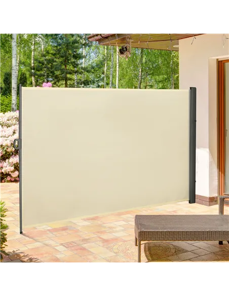 Outsunny Retractable Sun Side Awning Screen Fence Patio Garden Wall Balcony Screening Panel Outdoor Blind Privacy Divider (3x2M,