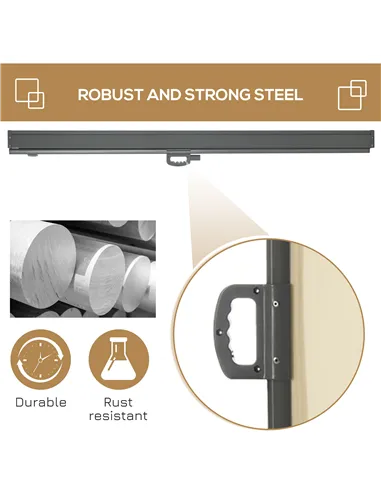 Outsunny Retractable Sun Side Awning Screen Fence Patio Garden Wall Balcony Screening Panel Outdoor Blind Privacy Divider (3x2M,