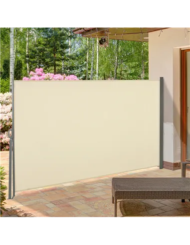 Outsunny Retractable Sun Side Awning Screen Fence Patio Garden Wall Balcony Screening Panel Outdoor Blind Privacy Divider (3x1.6