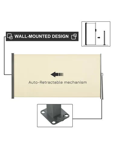 Outsunny Retractable Sun Side Awning Screen Fence Patio Garden Wall Balcony Screening Panel Outdoor Blind Privacy Divider (3x1.6