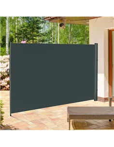 Outsunny 3x2m Retractable Sun Side Awning Screen Fence Patio Garden Wall Balcony Screening Panel Outdoor Blind Privacy Divider,  2