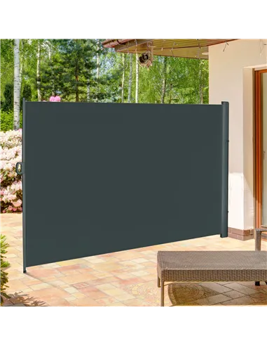 Outsunny 3x2m Retractable Sun Side Awning Screen Fence Patio Garden Wall Balcony Screening Panel Outdoor Blind Privacy Divider, 