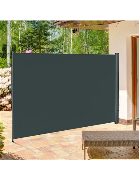 Outsunny 3x2m Retractable Sun Side Awning Screen Fence Patio Garden Wall Balcony Screening Panel Outdoor Blind Privacy Divider, 