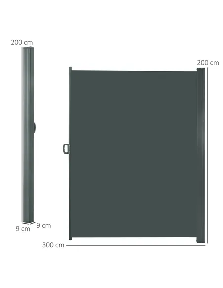 Outsunny 3x2m Retractable Sun Side Awning Screen Fence Patio Garden Wall Balcony Screening Panel Outdoor Blind Privacy Divider, 
