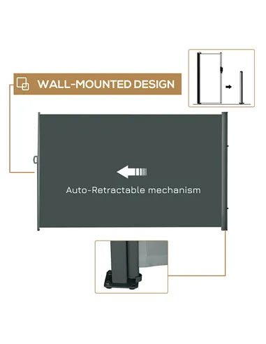 Outsunny 3x2m Retractable Sun Side Awning Screen Fence Patio Garden Wall Balcony Screening Panel Outdoor Blind Privacy Divider, 