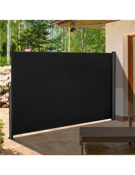 Outsunny Retractable Sun Side Awning Screen Fence Patio Garden Wall Balcony Screening Panel Outdoor Blind Privacy Divider (3x1.8