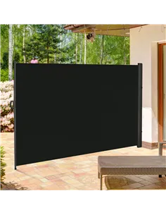 Outsunny Retractable Sun Side Awning Screen Fence Patio Garden Wall Balcony Screening Panel Outdoor Blind Privacy Divider (3x2M, 2