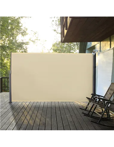 Outsunny Retractable Sun Side Awning Screen Fence Patio Garden Wall Balcony Screening Panel Outdoor Blind Privacy Divider (3x1.8