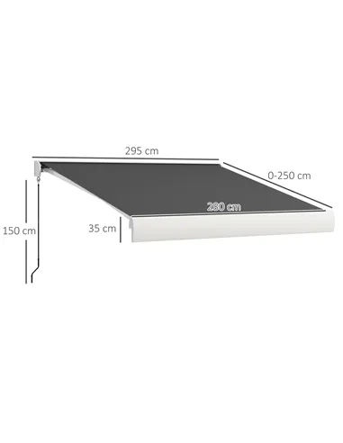 Outsunny 2.5 x 3m Electric Cassette Awning, with Remote - Grey