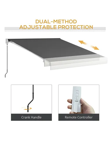 Outsunny 2.5 x 3m Electric Cassette Awning, with Remote - Grey