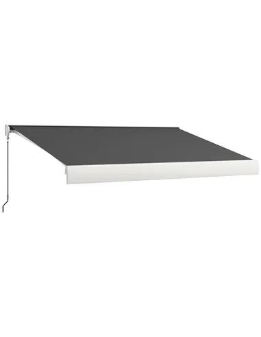 Outsunny 4 x 3(m) Electric Retractable Awning with Remote Controller, Aluminium Frame Sun Canopies for Patio Door Window